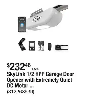 The Home Depot SkyLink 1/2 HPF Garage Door Opener with Extremely Quiet DC Motor Belt Drive with Wi-Fi Connectivity offer