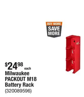 The Home Depot Milwaukee PACKOUT M18 Battery Rack offer