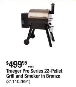 The Home Depot Traeger Pro Series 22-Pellet Grill and Smoker in Bronze offer