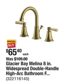 The Home Depot Glacier Bay Melina 8 in. Widespread Double-Handle High-Arc Bathroom Faucet in Matte Gold offer