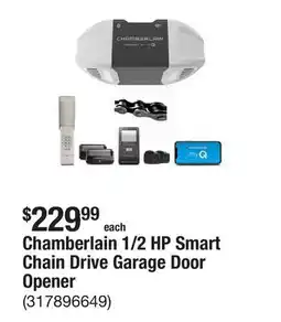 The Home Depot Chamberlain 1/2 HP Smart Chain Drive Garage Door Opener offer