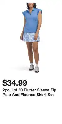 TJ Maxx 2pc Upf 50 Flutter Sleeve Zip Polo And Flounce Skort Set offer