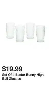 TJ Maxx Set Of 4 Easter Bunny High Ball Glasses offer