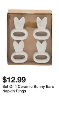 TJ Maxx Set Of 4 Ceramic Bunny Ears Napkin Rings offer