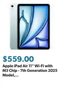 Sam's Club Apple iPad Air 11 Wi-Fi with M3 Chip - 7th Generation 2025 Model, Choose Size and Color offer