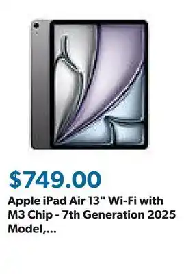 Sam's Club Apple iPad Air 13 Wi-Fi with M3 Chip - 7th Generation 2025 Model, Choose Size and Color offer