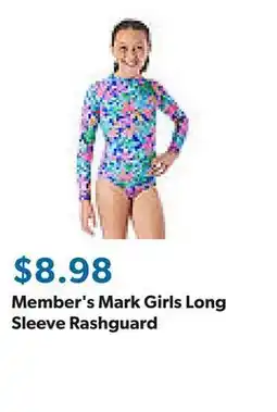 Sam's Club Member's Mark Girls Long Sleeve Rashguard offer