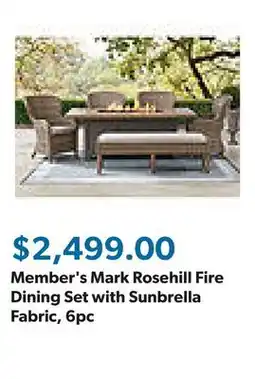 Sam's Club Member's Mark Rosehill Fire Dining Set with Sunbrella Fabric, 6pc offer