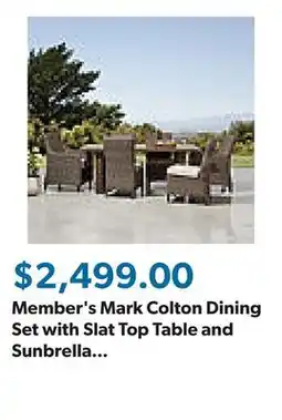 Sam's Club Member's Mark Colton Dining Set with Slat Top Table and Sunbrella Fabric, 7pc offer