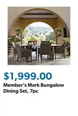 Sam's Club Member's Mark Bungalow Dining Set, 7pc offer