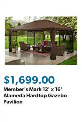 Sam's Club Member's Mark 12' x 16' Alameda Hardtop Gazebo Pavilion offer