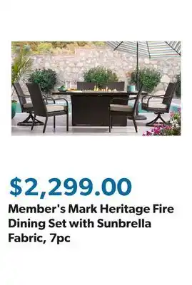 Sam's Club Member's Mark Heritage Fire Dining Set with Sunbrella Fabric, 7pc offer