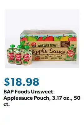 Sam's Club BAP Foods Unsweet Applesauce Pouch, 3.17 oz., 50 ct offer