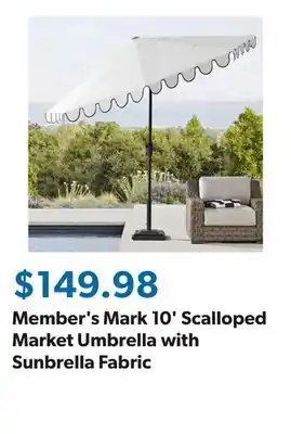 Sam's Club Member's Mark 10' Scalloped Market Umbrella with Sunbrella Fabric offer