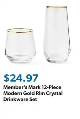 Sam's Club Member's Mark 12-Piece Modern Gold Rim Crystal Drinkware Set offer