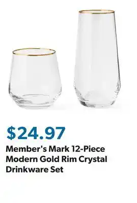 Sam's Club Member's Mark 12-Piece Modern Gold Rim Crystal Drinkware Set offer