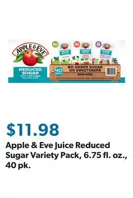 Sam's Club Apple & Eve Juice Reduced Sugar Variety Pack, 6.75 fl. oz., 40 pk offer