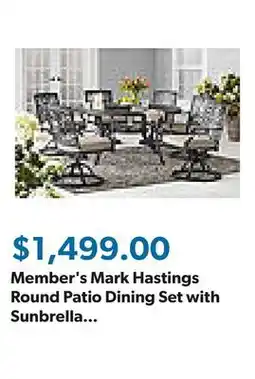 Sam's Club Member's Mark Hastings Round Patio Dining Set with Sunbrella Fabric, 8pc offer