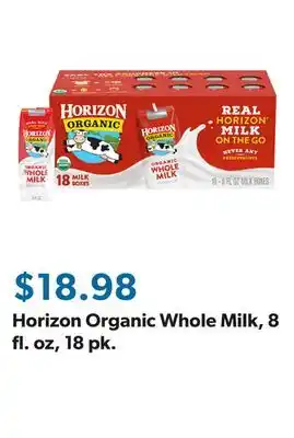 Sam's Club Horizon Organic Whole Milk, 8 fl. oz, 18 pk offer