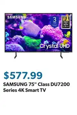 Sam's Club SAMSUNG 75 Class DU7200 Series 4K Smart TV offer