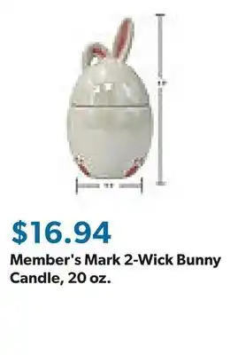 Sam's Club Member's Mark 2-Wick Bunny Candle, 20 oz offer