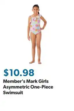 Sam's Club Member's Mark Girls Asymmetric One-Piece Swimsuit offer