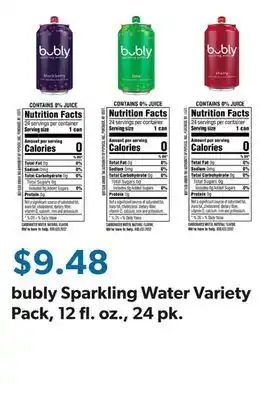 Sam's Club bubly Sparkling Water Variety Pack, 12 fl. oz., 24 pk offer