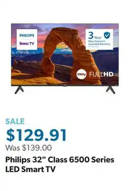 Sam's Club Philips 32 Class 6500 Series LED Smart TV offer