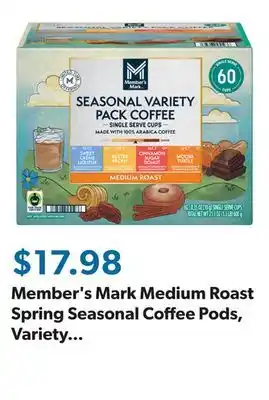 Sam's Club Member's Mark Medium Roast Spring Seasonal Coffee Pods, Variety Pack, 60 pk offer