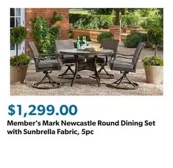 Sam's Club Member's Mark Newcastle Round Dining Set with Sunbrella Fabric, 5pc offer