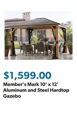 Sam's Club Member's Mark 10' x 12' Aluminum and Steel Hardtop Gazebo offer