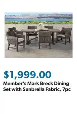 Sam's Club Member's Mark Breck Dining Set with Sunbrella Fabric, 7pc offer