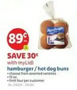 Lidl Hamburger/hot dog buns offer