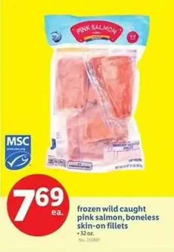 Lidl Frozen wild caught pink salmon, boneless skin-on fillets offer