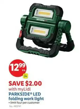 Lidl Parkside LED folding work light offer