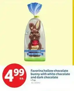 Lidl Favorina hollow chocolate bunny with white chocolate and dark chocolate offer