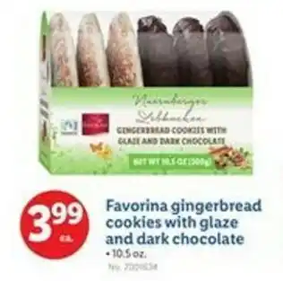 Lidl Favorina gingerbread cookies with glaze and dark chocolate offer