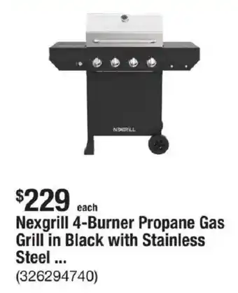 The Home Depot Nexgrill 4-Burner Propane Gas Grill in Black with Stainless Steel ... offer