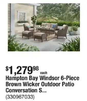 The Home Depot Hampton Bay Windsor 6-Piece Brown Wicker Outdoor Patio Conversation S... offer