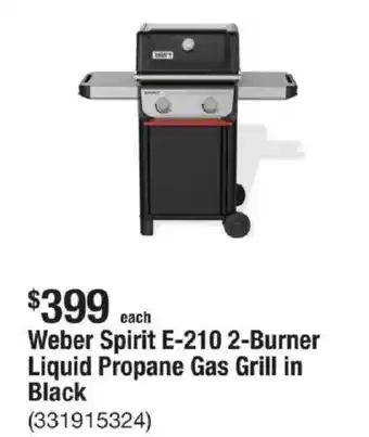 The Home Depot Weber Spirit E-210 2-Burner Liquid Propane Gas Grill in Black offer