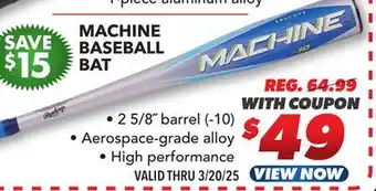 Big 5 Rawlings Machine USA Youth Baseball Bat (-10) offer