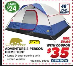 Big 5 Golden Bear Adventure 4-Person Dome Tent offer