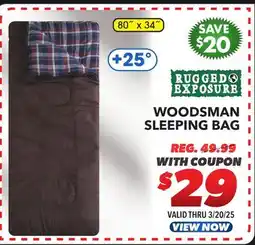 Big 5 Rugged Exposure Woodsman +25° Sleeping Bag offer