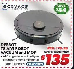 Big 5 Ecovacs Deebot T8 AIVI Robot Vacuum and Mop offer