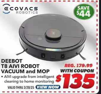 Big 5 Ecovacs Deebot T8 AIVI Robot Vacuum and Mop offer