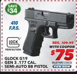 Big 5 Umarex Glock G19 Gen 3 .177 Caliber Semi-Auto BB Pistol offer