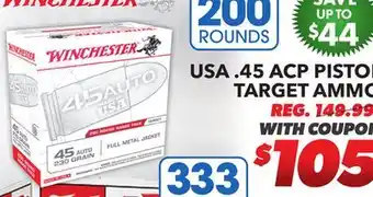 Big 5 Winchester USA .45 ACP 200-Round Pack Pistol Target Ammunition offer