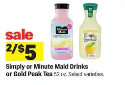 Meijer Simply or Minute Maid Drinks or Gold Peak Tea offer