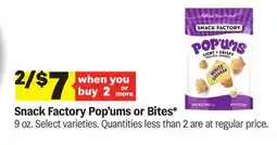 Meijer Snack Factory Pop'ums or Bites offer