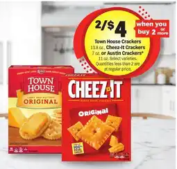 Meijer Town House Crackers 13.8 oz., Cheez-It Crackers 7 oz. or Austin Crackers 11 oz offer